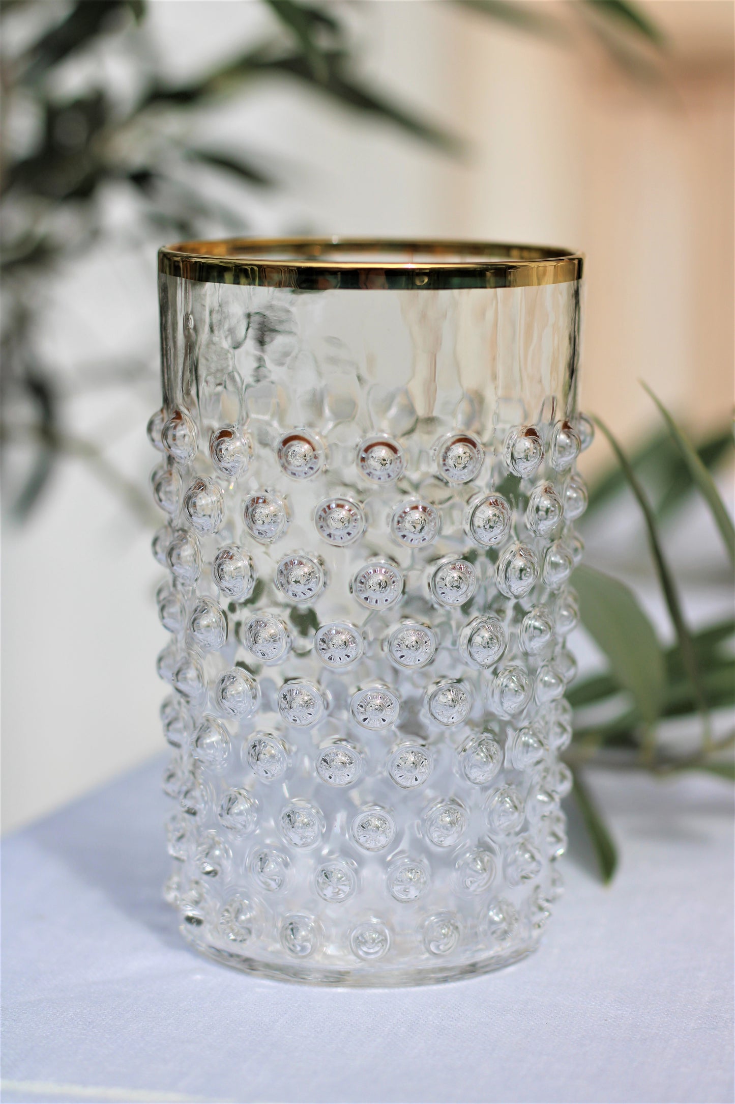 ANNA VON LIPA - Hobnail tumbler - Crystal + Gold (set of 6)