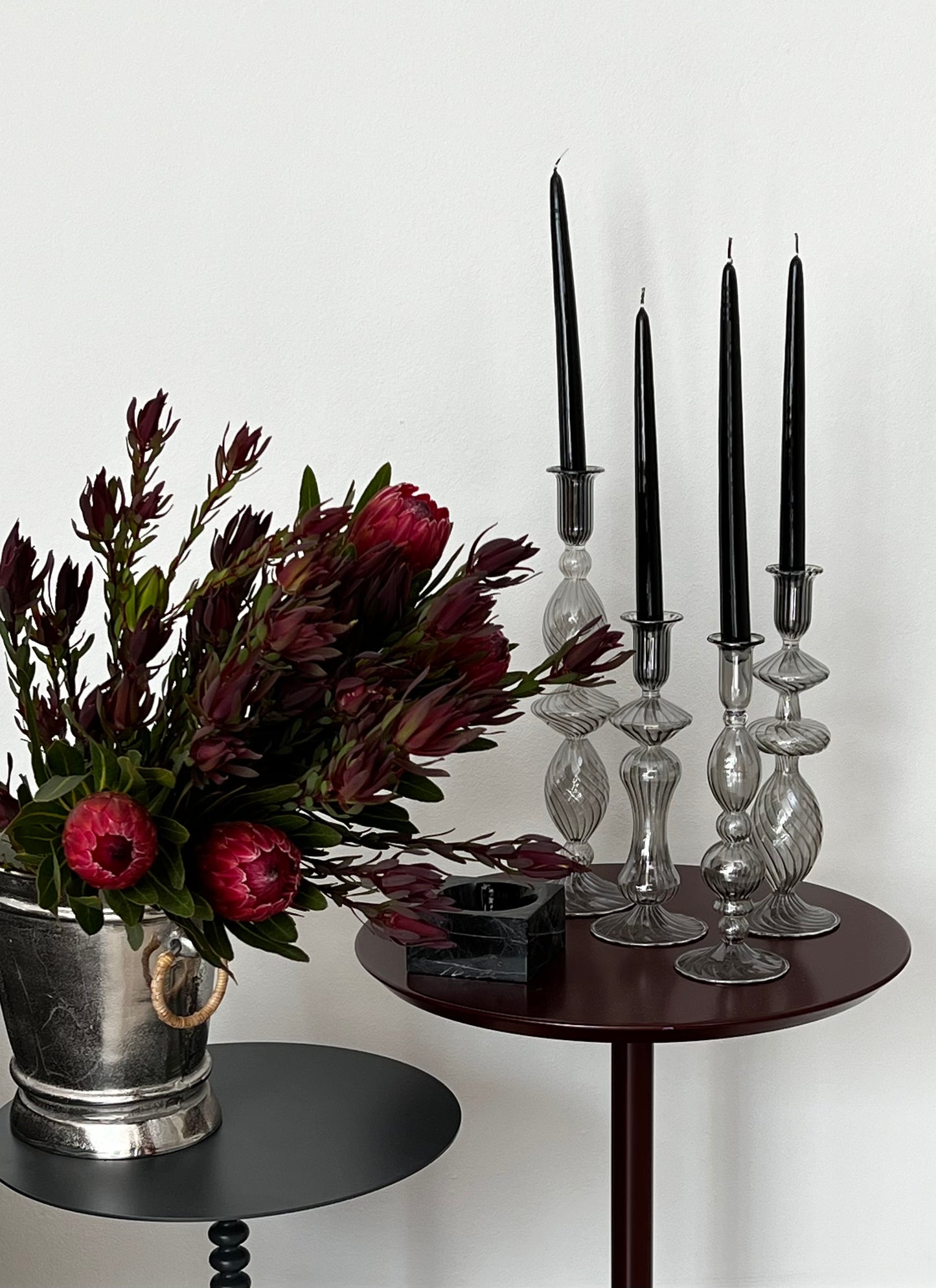 KANZ LIFESTYLE - Striped candle holders set - Grey