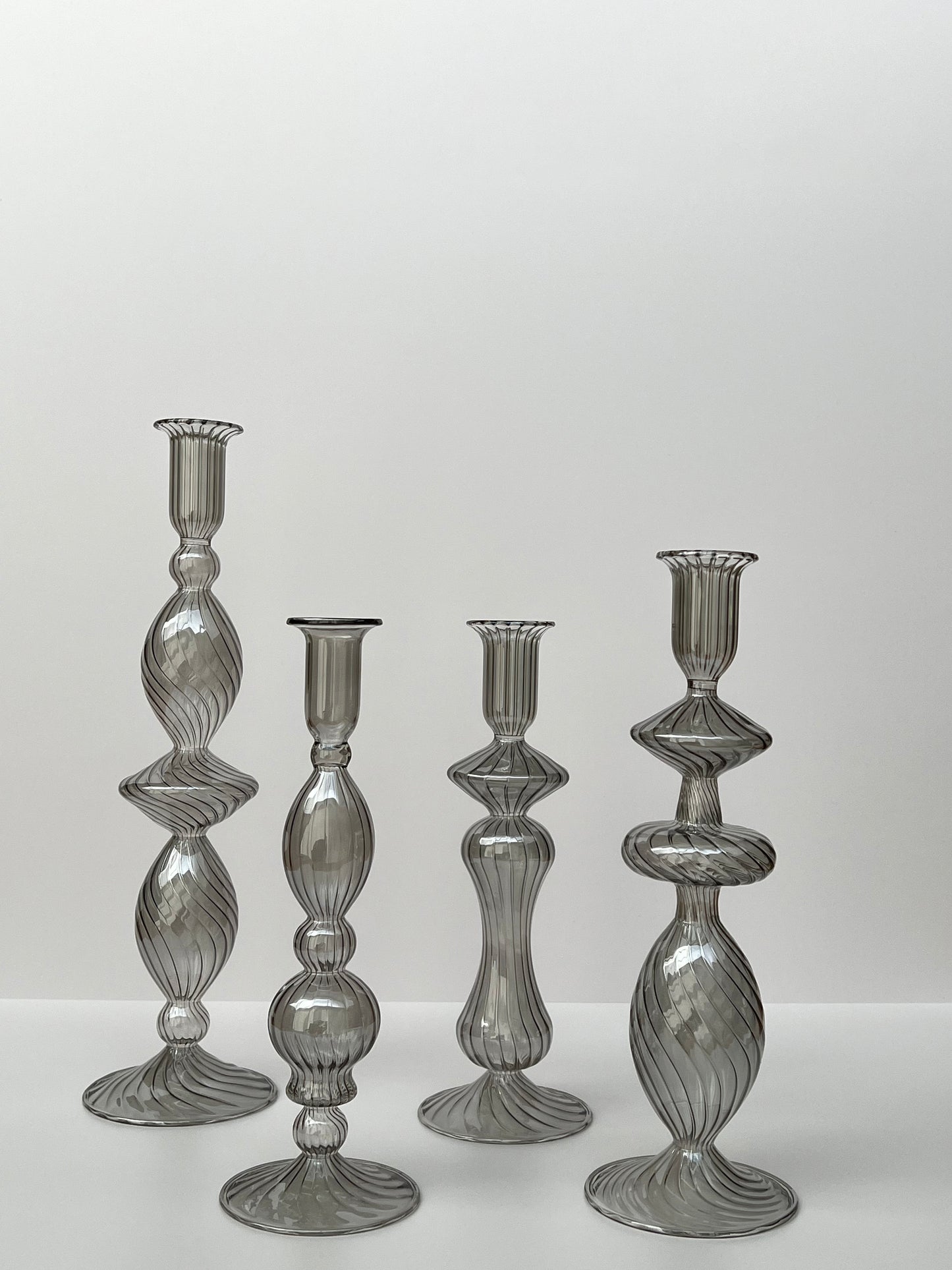 KANZ LIFESTYLE - Striped candle holders set - Grey