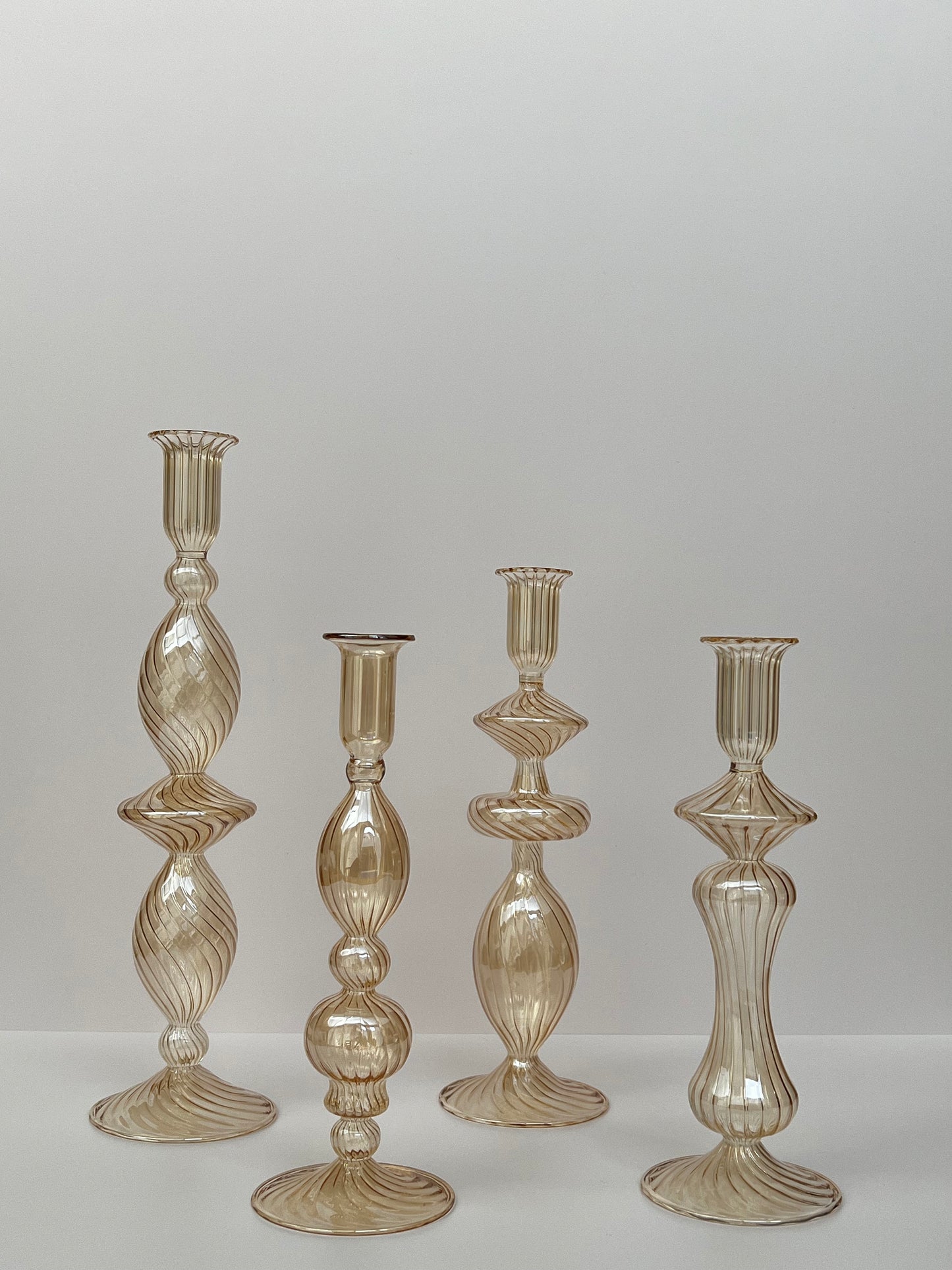 KANZ LIFESTYLE - Striped candle holders set - Honey