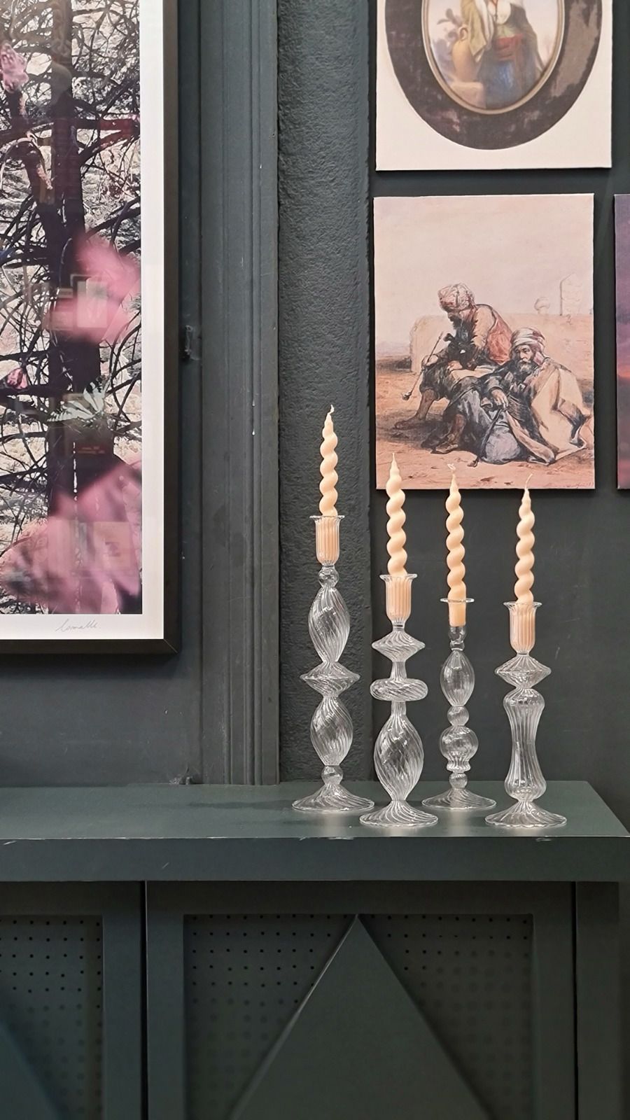 KANZ LIFESTYLE - Striped candle holders set - White