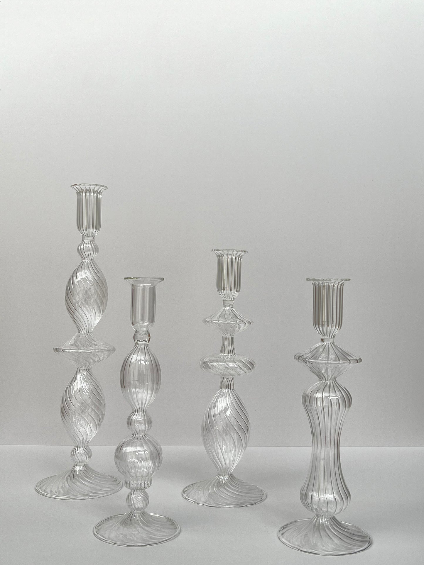 KANZ LIFESTYLE - Striped candle holders set - White