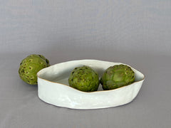 CERAMICS - Oval platter - Deep - Gold rim