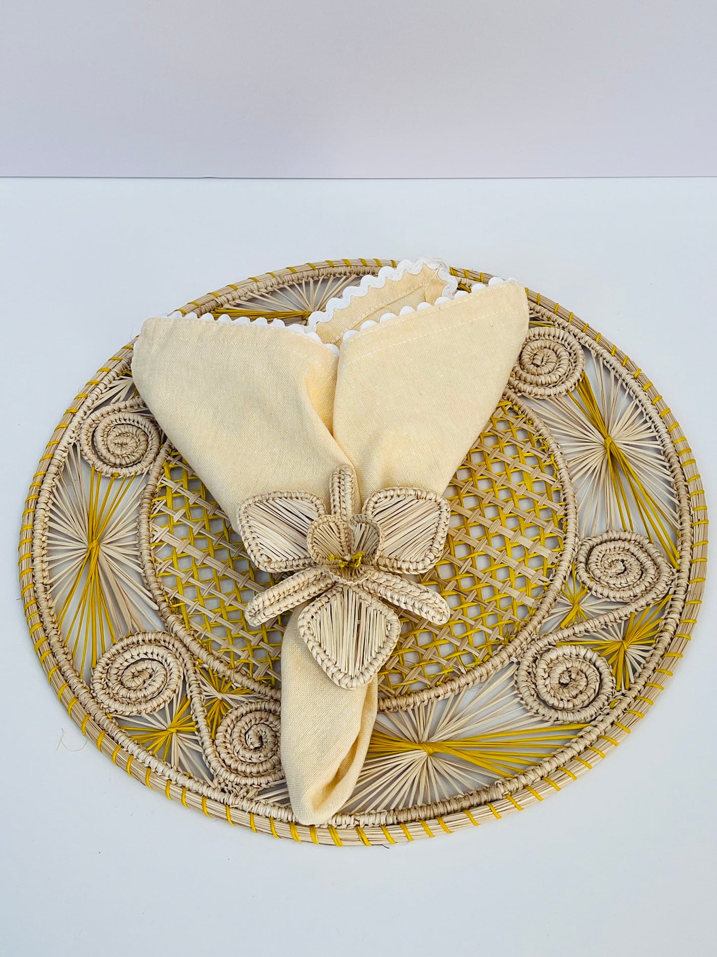 IRACA DI COLOMBIA - Caracol placemat - Neutral & yellow (set of 2)