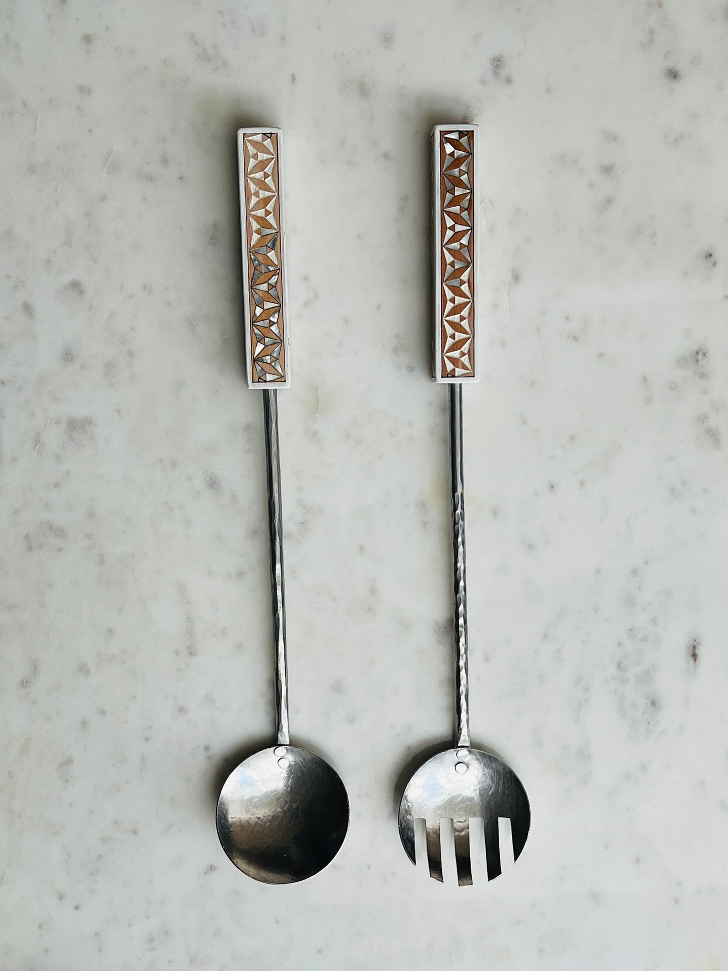 MAISON TARAZI - White Marquetry salad servers