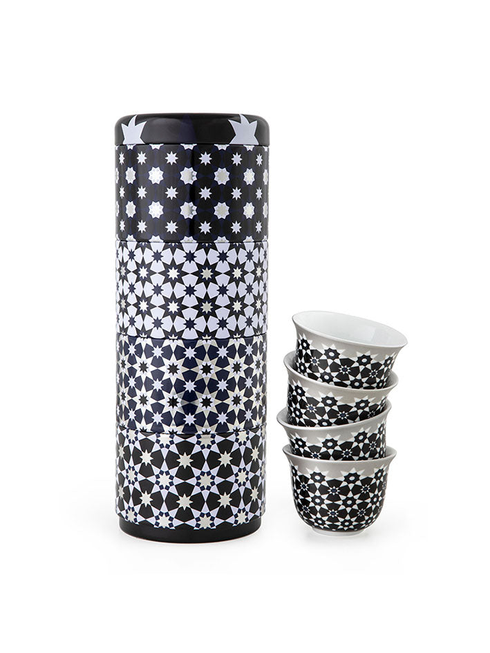IMAGES D'ORIENT - Kaokab 4 coffee cups in a tin box