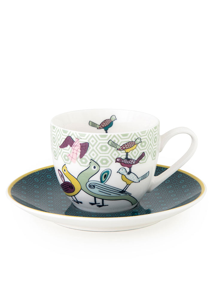 IMAGES D'ORIENT - Birds Of Paradise 4 coffee cups & saucers