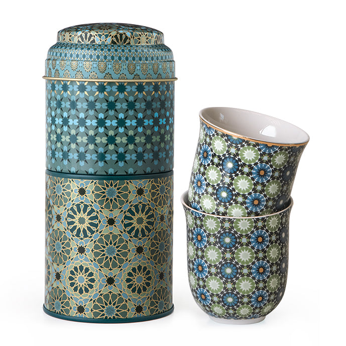 IMAGES D'ORIENT - Andalusia 2 tall coffee cups in a tin box
