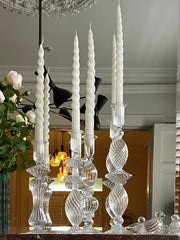 KANZ LIFESTYLE - Striped candle holders set - White