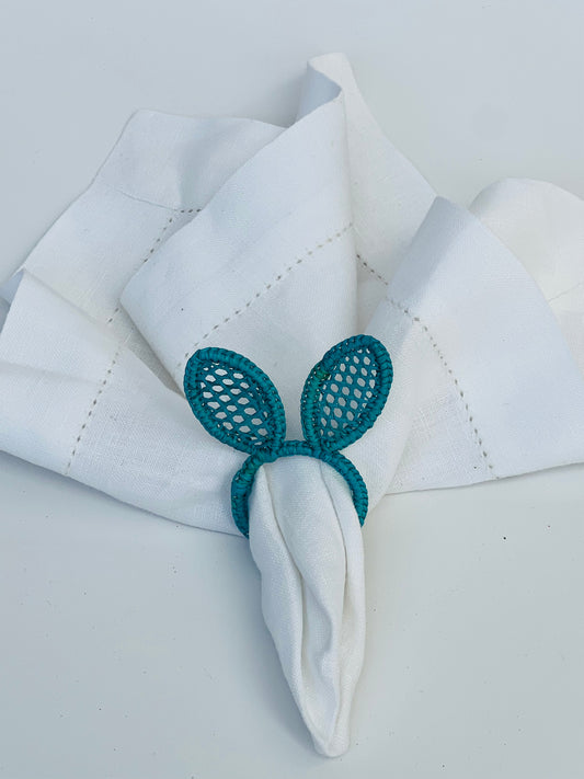 IRACA DI COLOMBIA -  Bunny napkin ring - Baby Blue (set of 2)