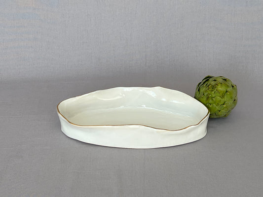 CERAMICS - Oval platter - Shallow - Gold rim