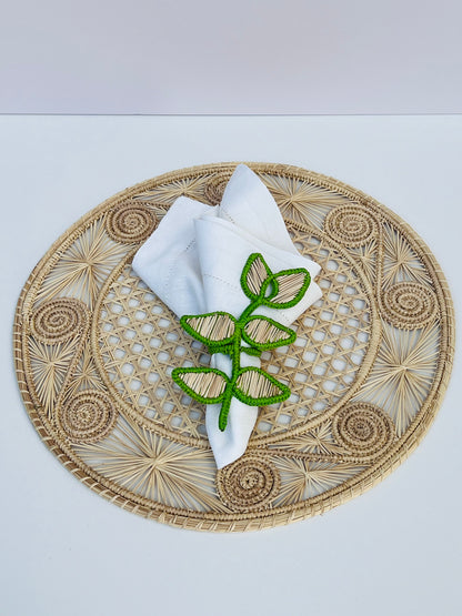 IRACA DI COLOMBIA -  Leaf napkin ring - Green (set of 2)
