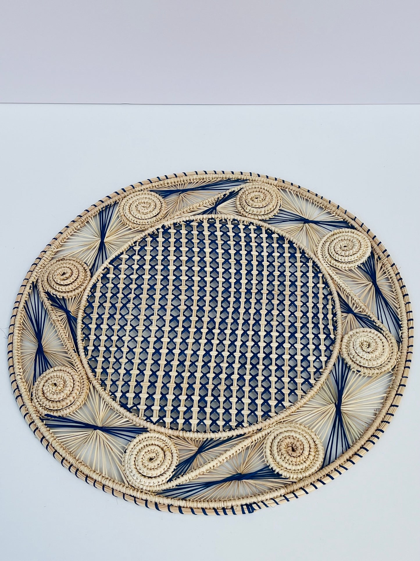 IRACA DI COLOMBIA - Caracol placemat - Neutral & royal blue (set of 2)