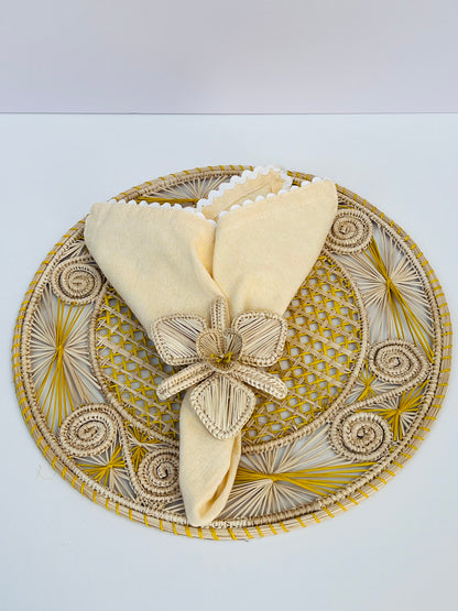 IRACA DI COLOMBIA - Caracol placemat - Neutral & yellow (set of 2)