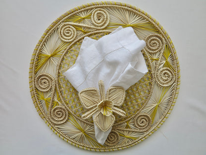 IRACA DI COLOMBIA - Caracol placemat - Neutral & yellow (set of 2)