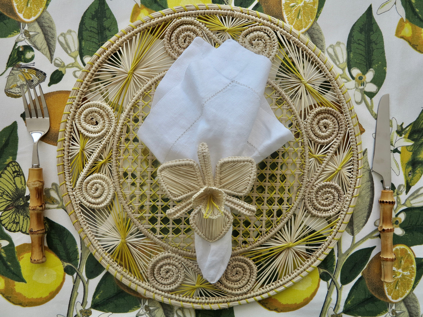 IRACA DI COLOMBIA - Caracol placemat - Neutral & yellow (set of 2)