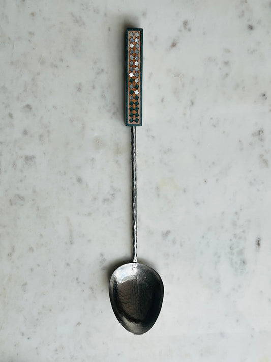 MAISON TARAZI - Teal Marquetry serving spoon