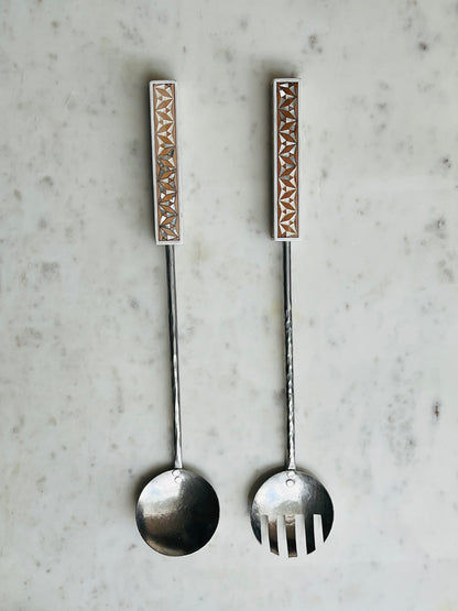 MAISON TARAZI - White Marquetry salad servers