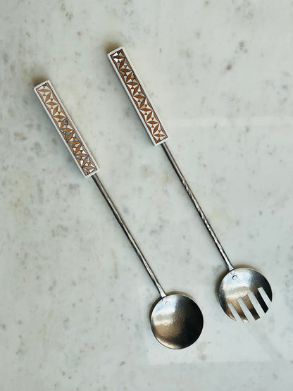 MAISON TARAZI - White Marquetry salad servers