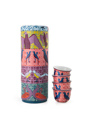 IMAGES D'ORIENT - Birds Of Paradise 4 coffee cups in a tin box
