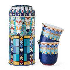 IMAGES D'ORIENT - Sursock Vitrail 2 tall coffee cups in a tin box