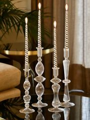 KANZ LIFESTYLE - Striped candle holders set - Honey