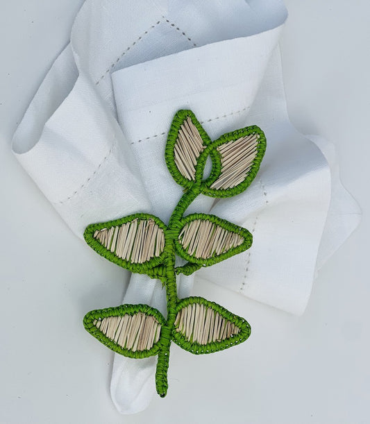 IRACA DI COLOMBIA -  Leaf napkin ring - Green (set of 2)